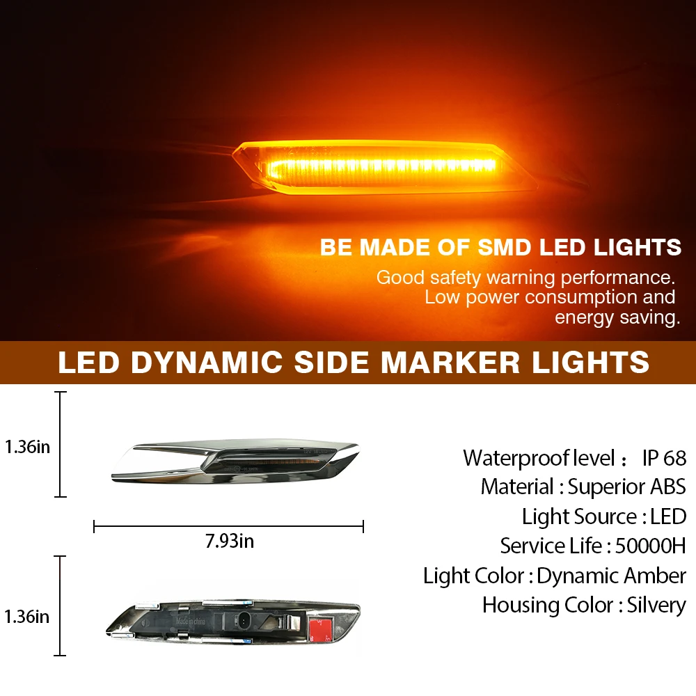 Luces LED laterales ámbar dinámicas BMW Serie 1 3 5 E90 - imagen 4