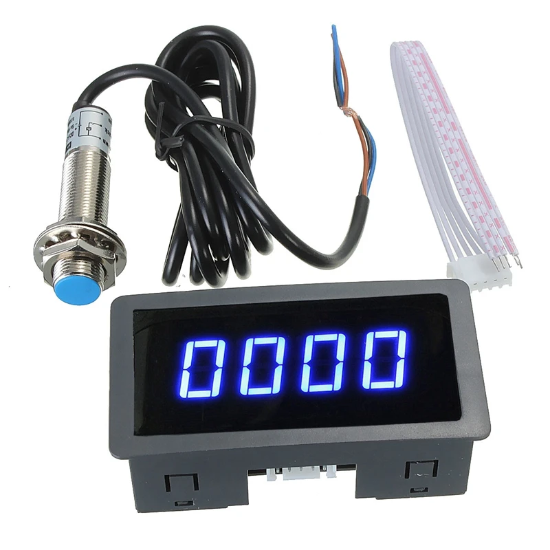 Tacómetro digital LED azul y verde 12 V con sensor Hall NPN - imagen 4