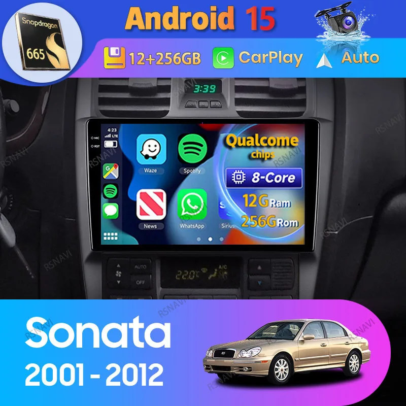 Radio 2 DIN Android 15 con CarPlay – Hyundai Sonata EF