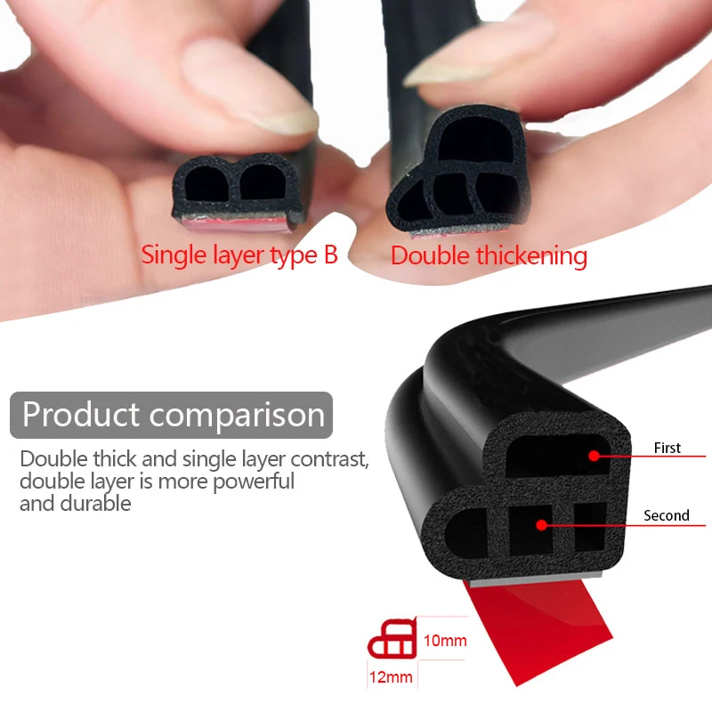 Tira de sellado puerta coche doble capa goma impermeable insonorizada - imagen 4