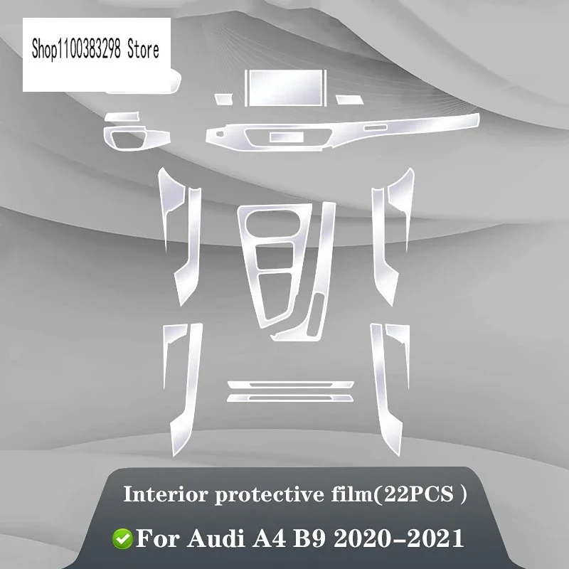 Para Audi A4 B9 2020-2022 consola central Interior de coche película protectora transparente de TPU película de reparación antiarañazos accesorios Refit - imagen 3