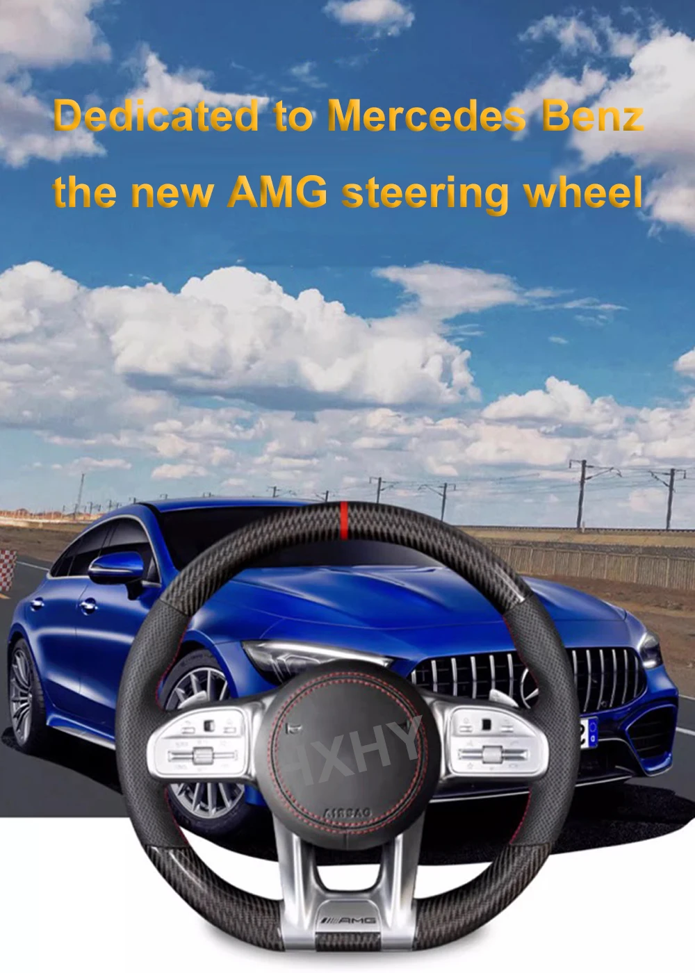 Volante de fibra de carbono para Benz Mercedes AMG a B C E GLS GLA S C63 W205 W204 W213 2012-2021 volante personalizado - imagen 5