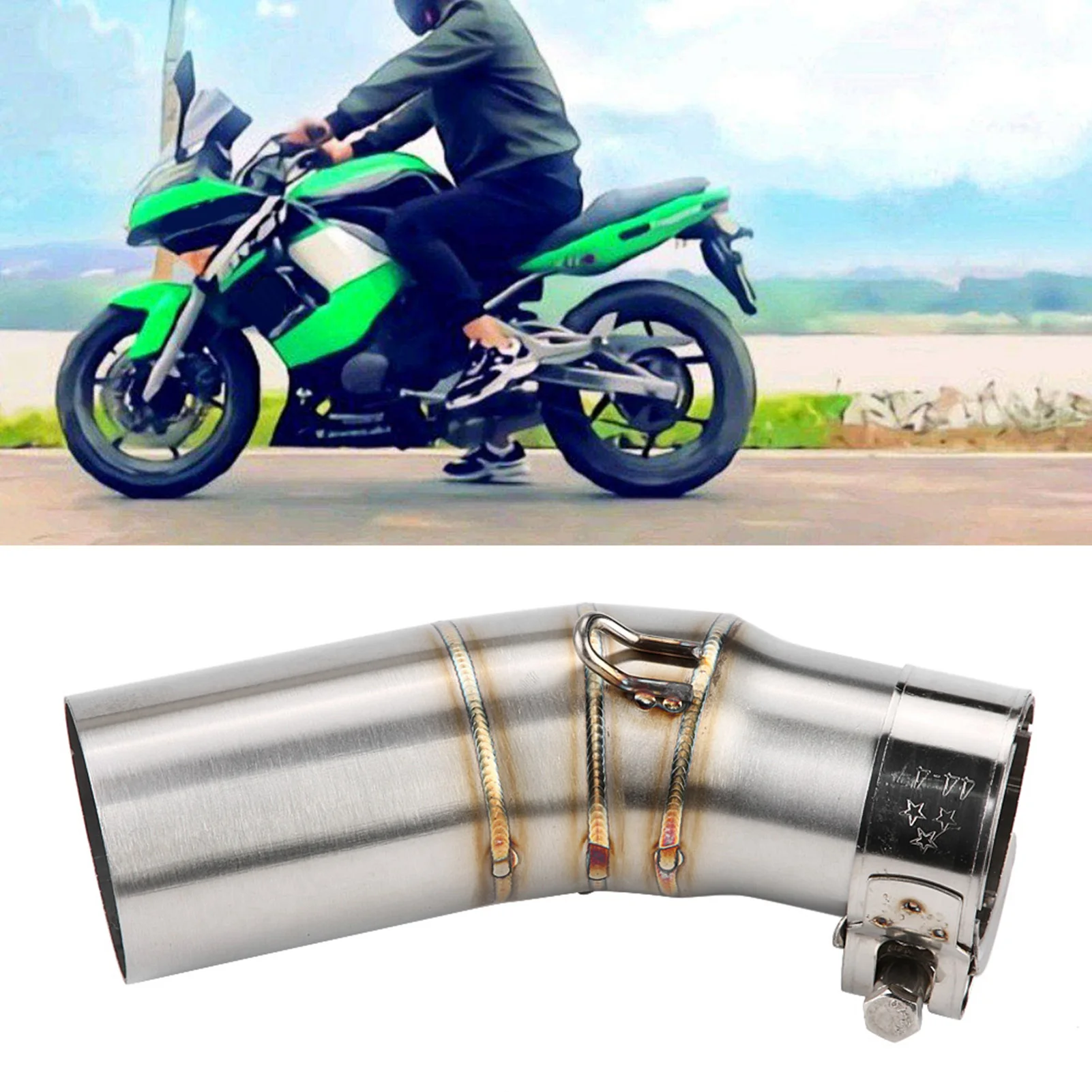 Tubo intermedio de escape de acero inoxidable para Kawasaki Ninja 400