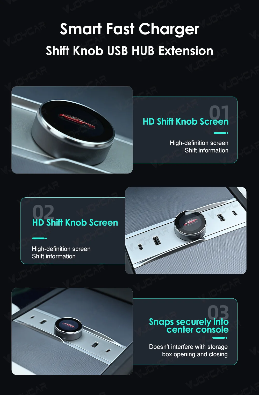 Para Tesla Model 3 Highland LCD botón de cambio de marchas puertos USB tipo C Plug and Play de alto rendimiento 2 en 1 perilla de carga y cambio - imagen 3