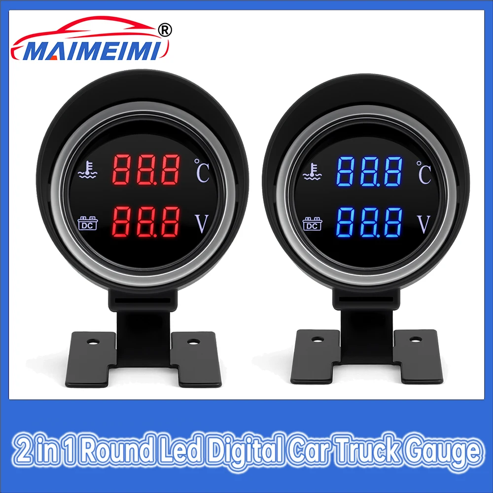 Voltímetro y indicador temperatura agua LCD sensor – coche camión barco