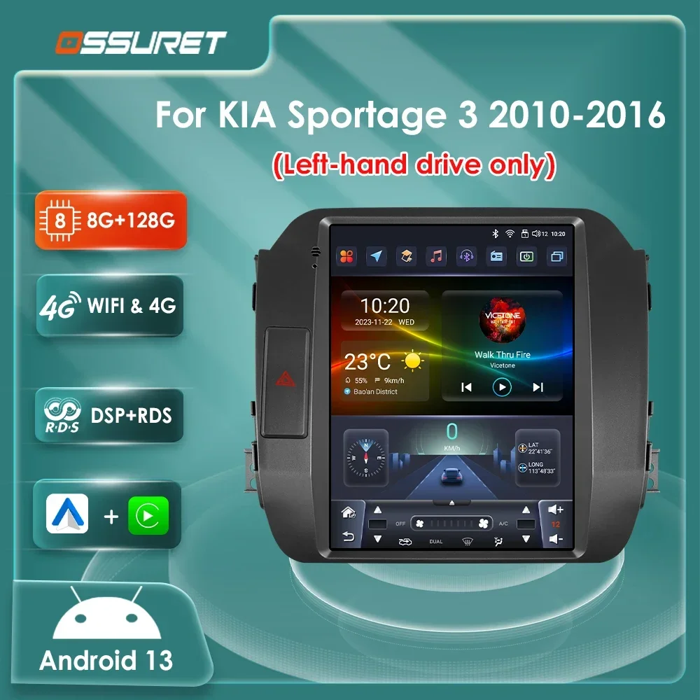 9,7 "Anderoid 13 radio de coche para KIA Sportage 3 SL 2010-2016 reproductor de vídeo Multimedia GPS navi estéreo 7862 pantalla de unidad principal SWC