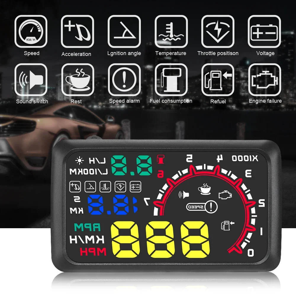 Pantalla HUD W02 proyector velocidad, temperatura y voltaje - imagen 2