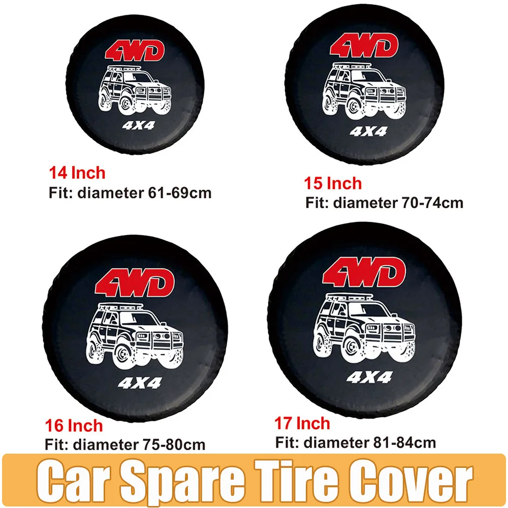 Cubierta de neumático de repuesto de coche de cuero de PVC, cubierta de neumático de rueda de repuesto para vehículo todoterreno, Protector de bolsa de coche, Protector solar impermeable, 14-17 pulgadas