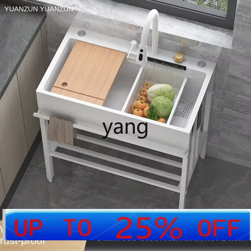 Fregadero de cocina acero inoxidable con soporte para hogar