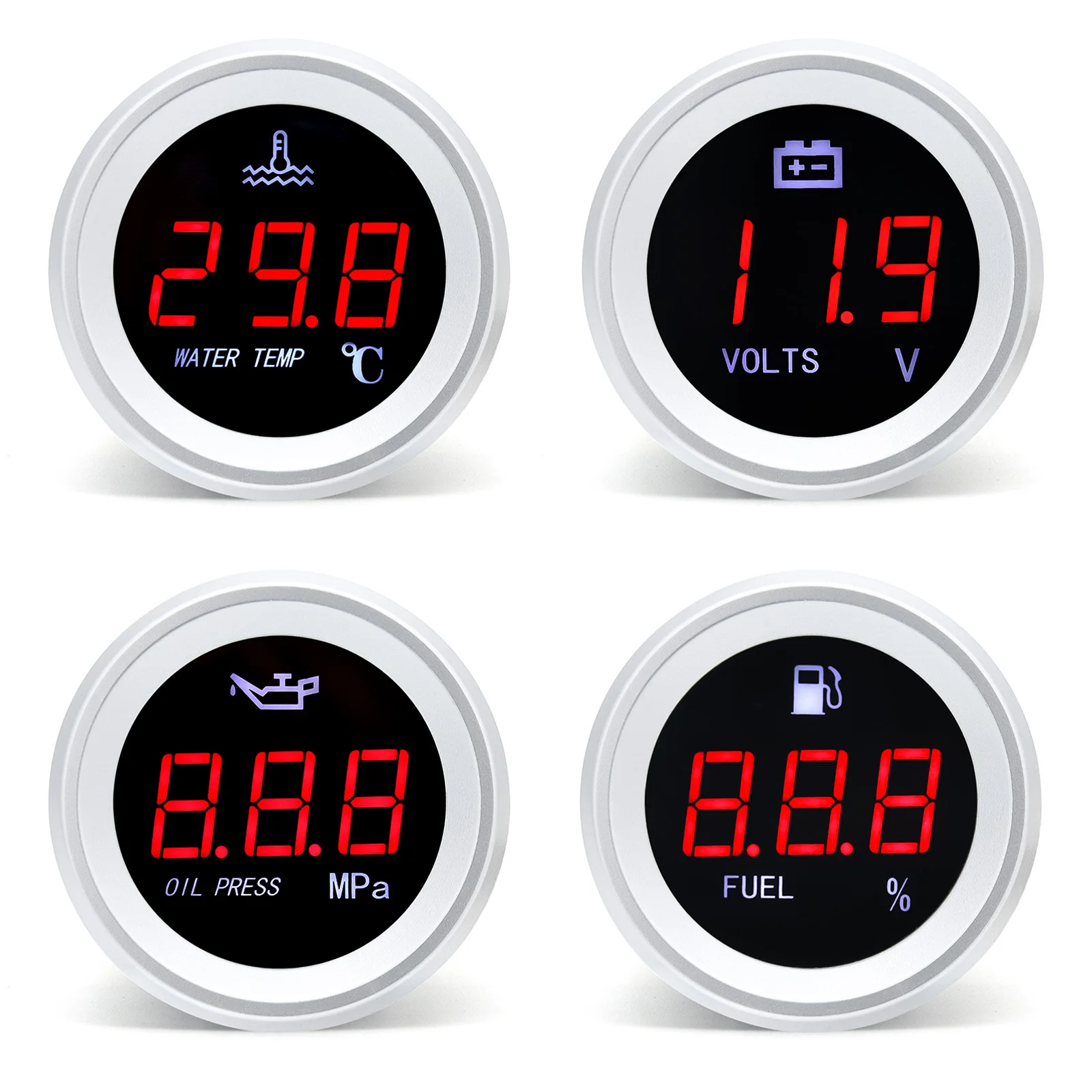 Medidor universal 52 mm temperatura agua, presión aceite y voltímetro