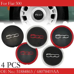 Tapas de cubo de ruedas Fiat 500 plateadas y rojas 133 mm