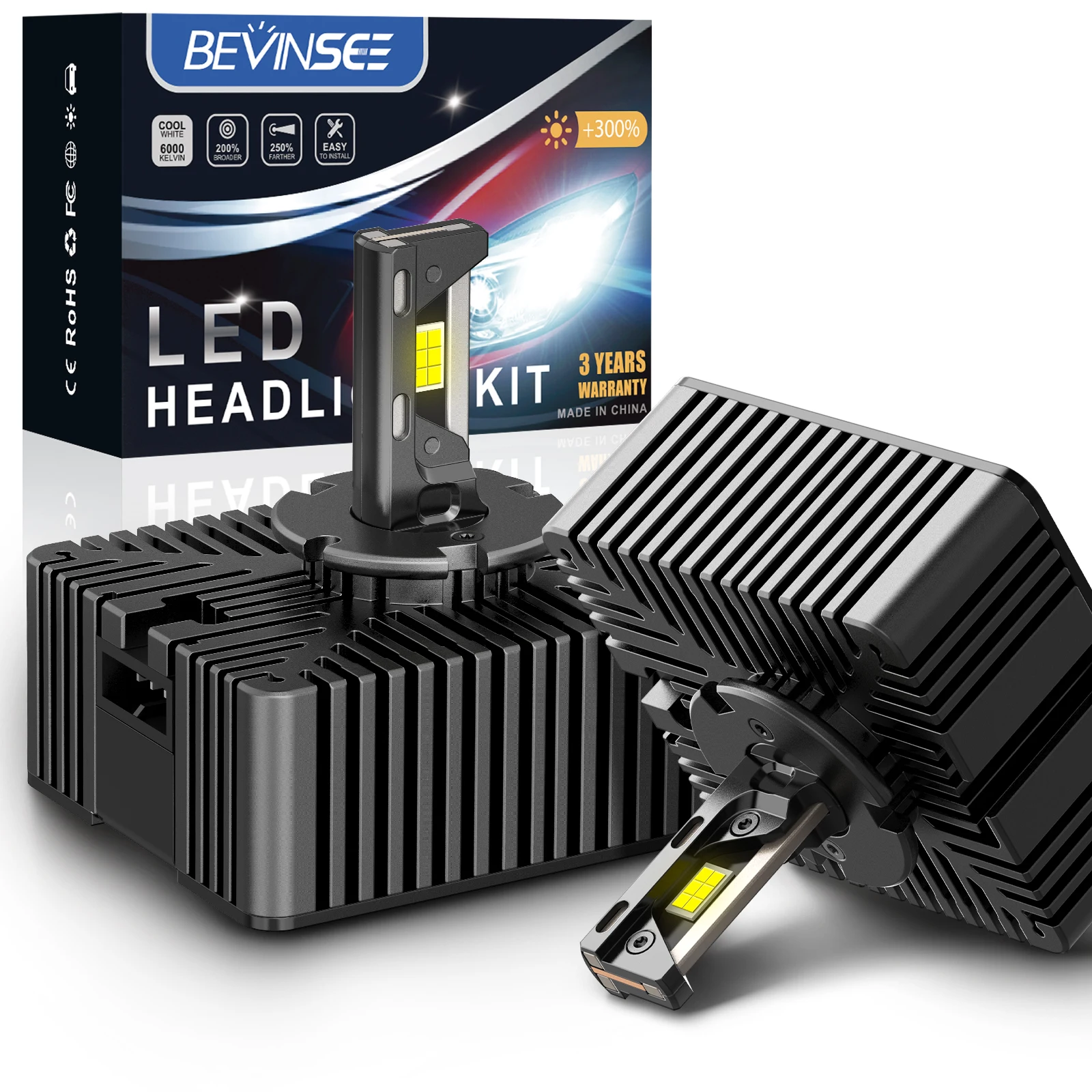 BEVINSEE Faro LED D5S CANBUS HID – Xenón para Audi A3 A4 A6 Q3 - imagen 3