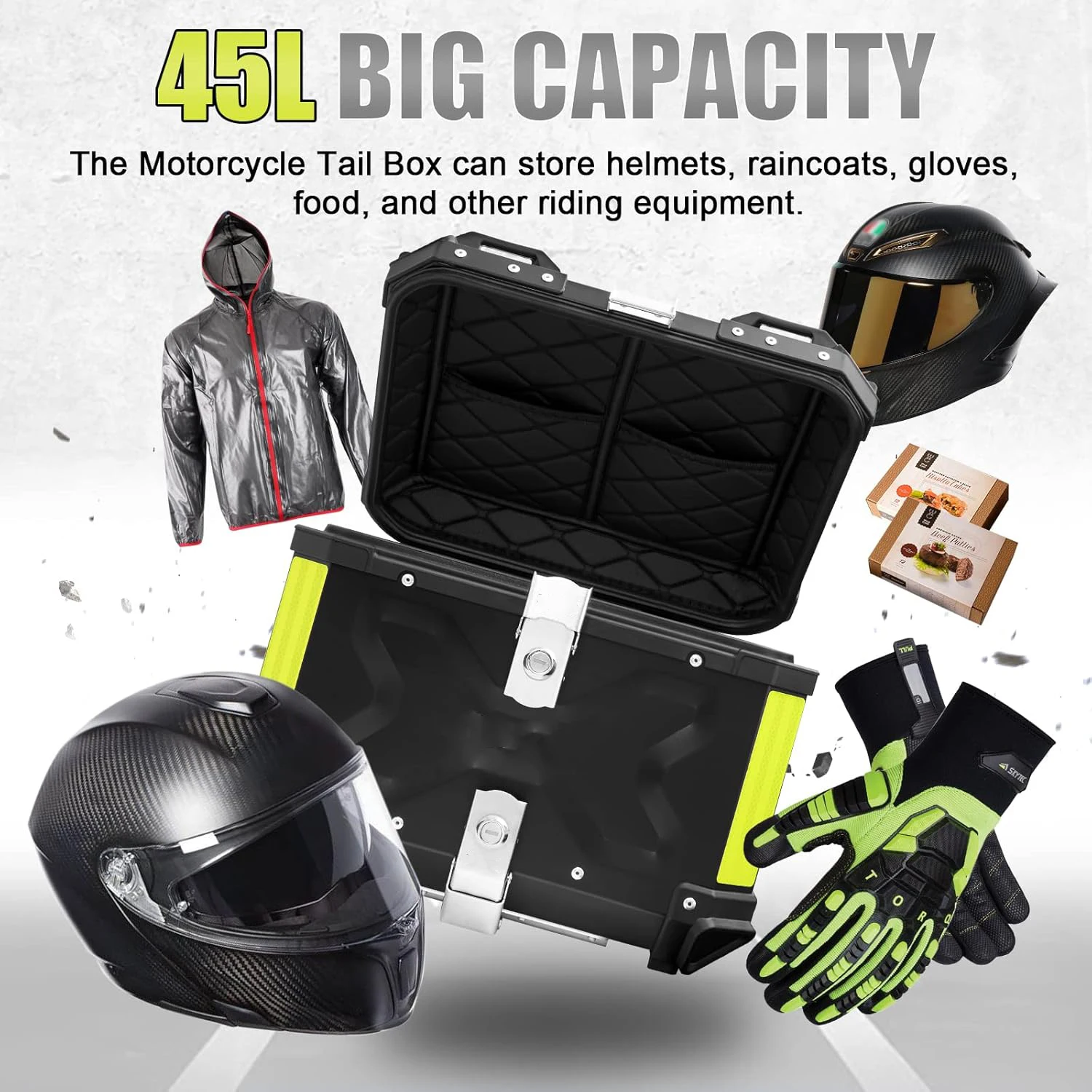 Baúl universal para moto impermeable con reflectantes negro - imagen 4