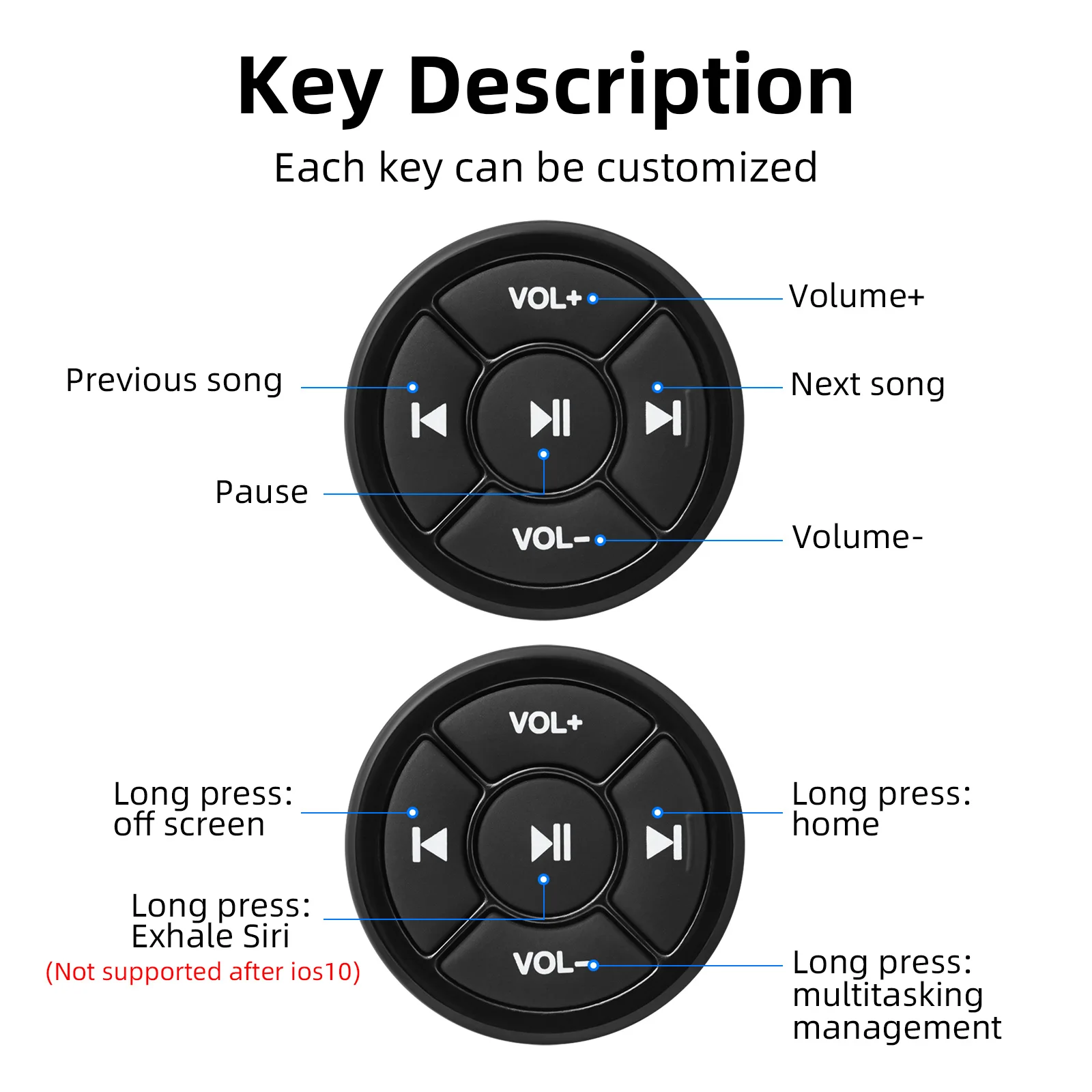 Mando multimedia inalámbrico para volante Bluetooth universal Android/iOS - imagen 4