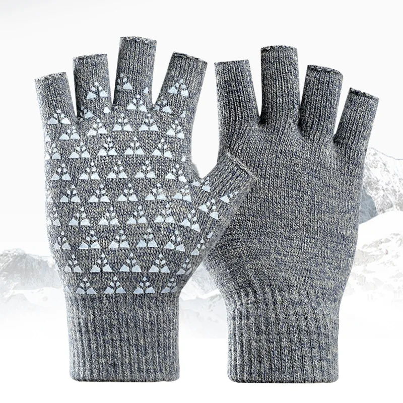 Guantes sin dedos de punto acrílico unisex para invierno