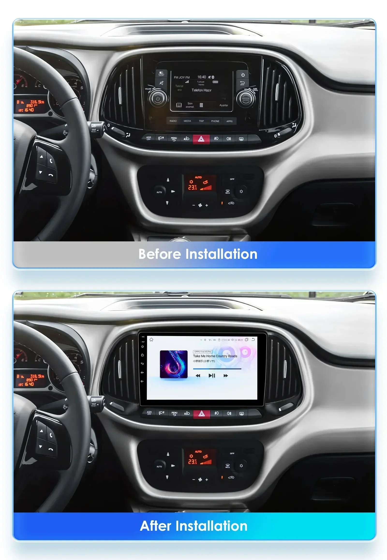 Radio Android 2DIN con GPS para Fiat Doblo CarPlay y SWC - imagen 2