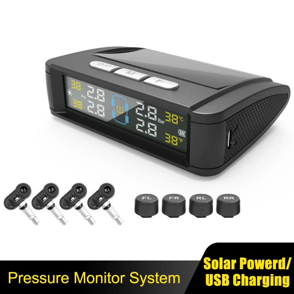 TPMS solar/USB para coche con monitor de presión y temperatura - imagen 2