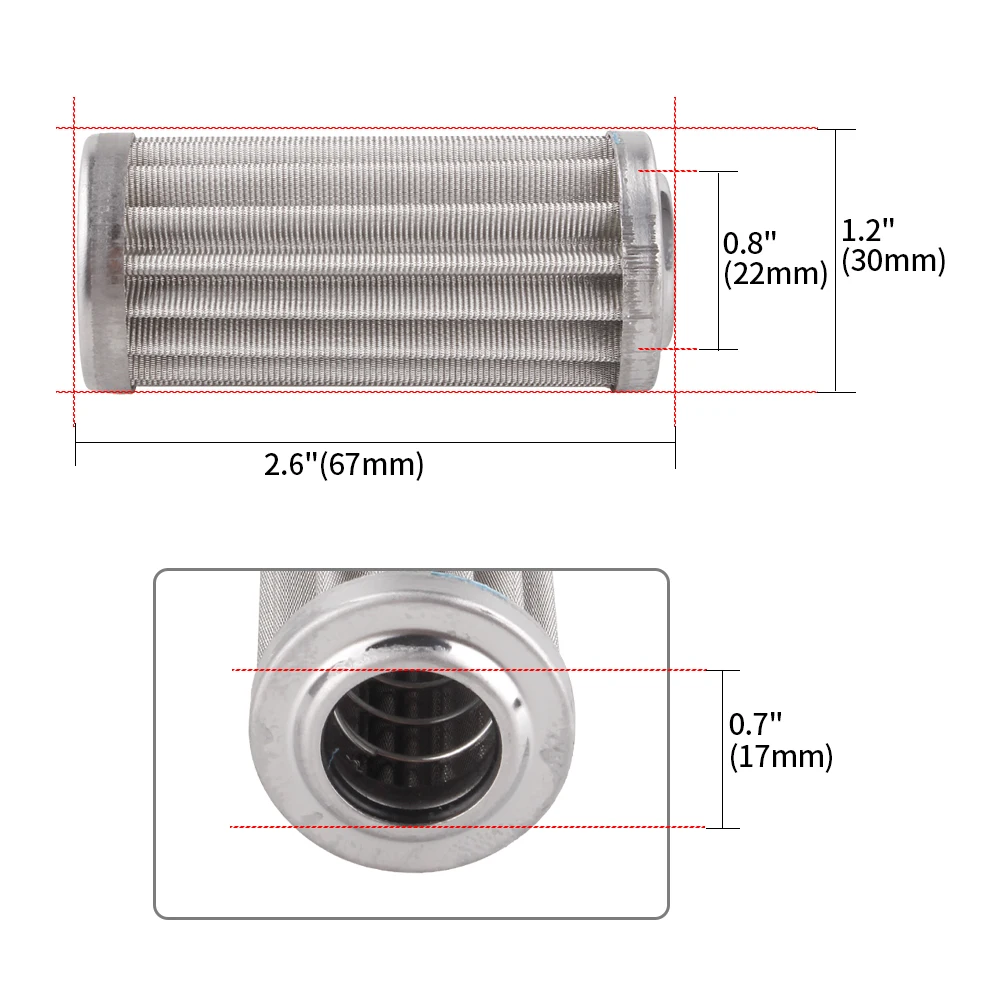 Elemento filtro combustible RASTP 60μm AN6/8/10 – 44/58mm - imagen 5