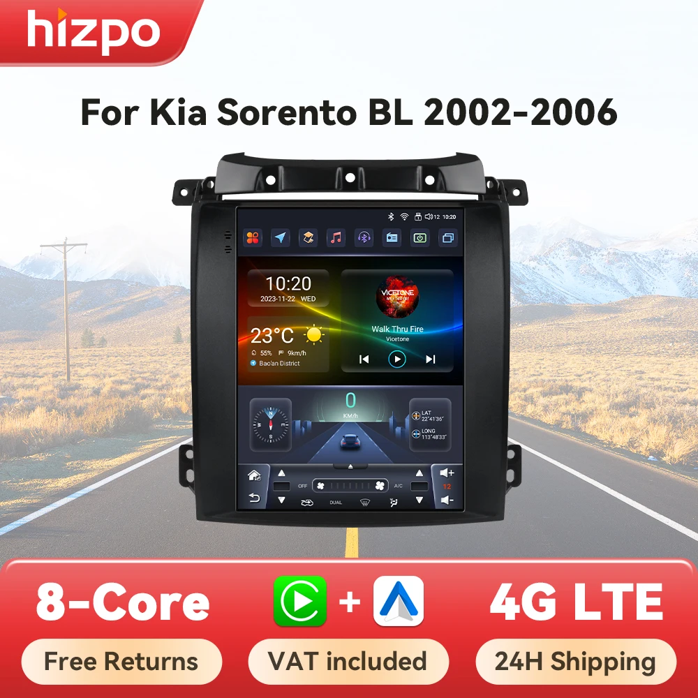Radio Android Hizpo 9,7″ para Kia Sorento BL 2002-2006 con CarPlay