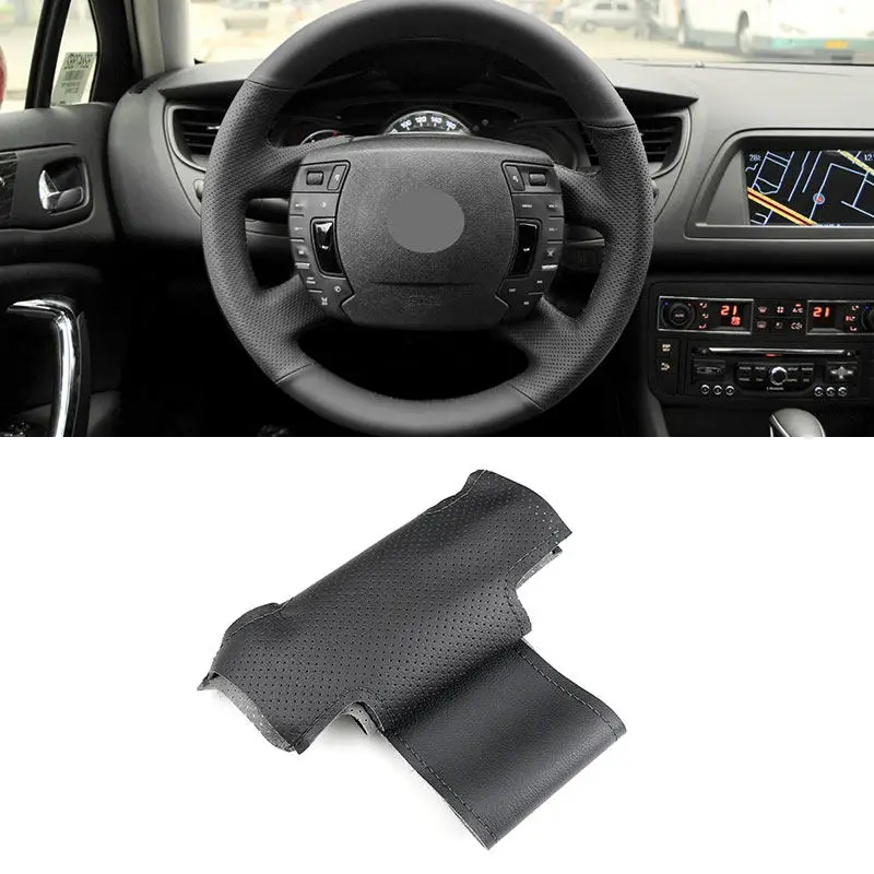 Funda volante cuero perforado negro para Citroën C5 1.6 2.0 HDi - imagen 2