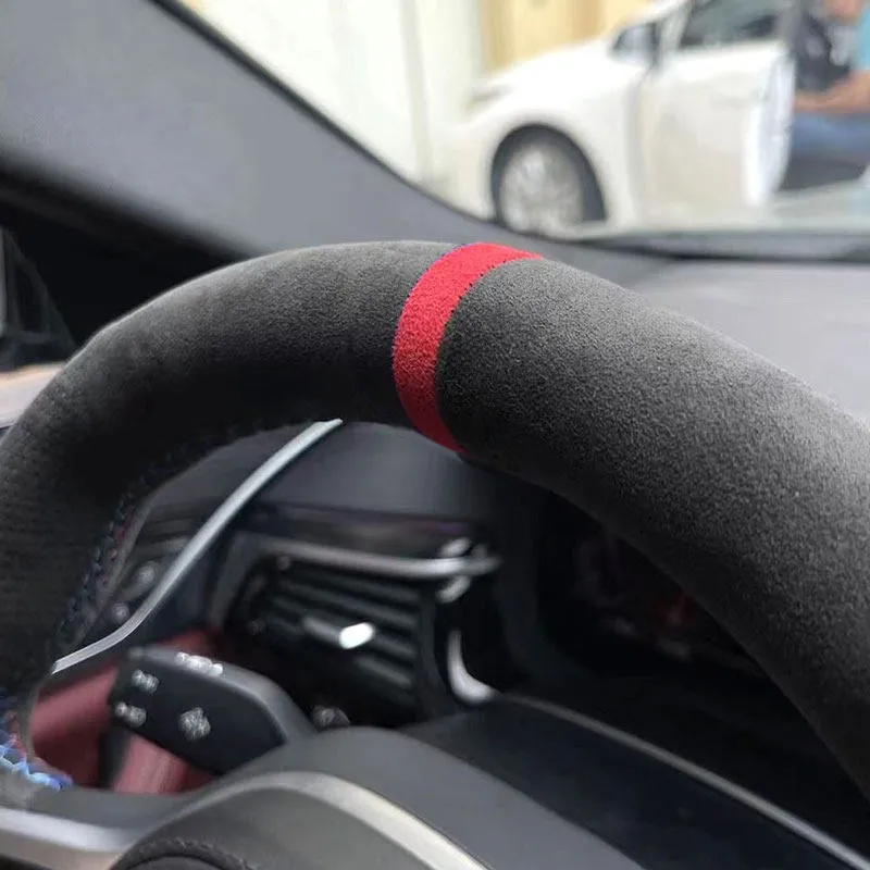 Funda volante ante cosida a mano para Audi Q3 Q5 Q7 Q8 forma D - imagen 5