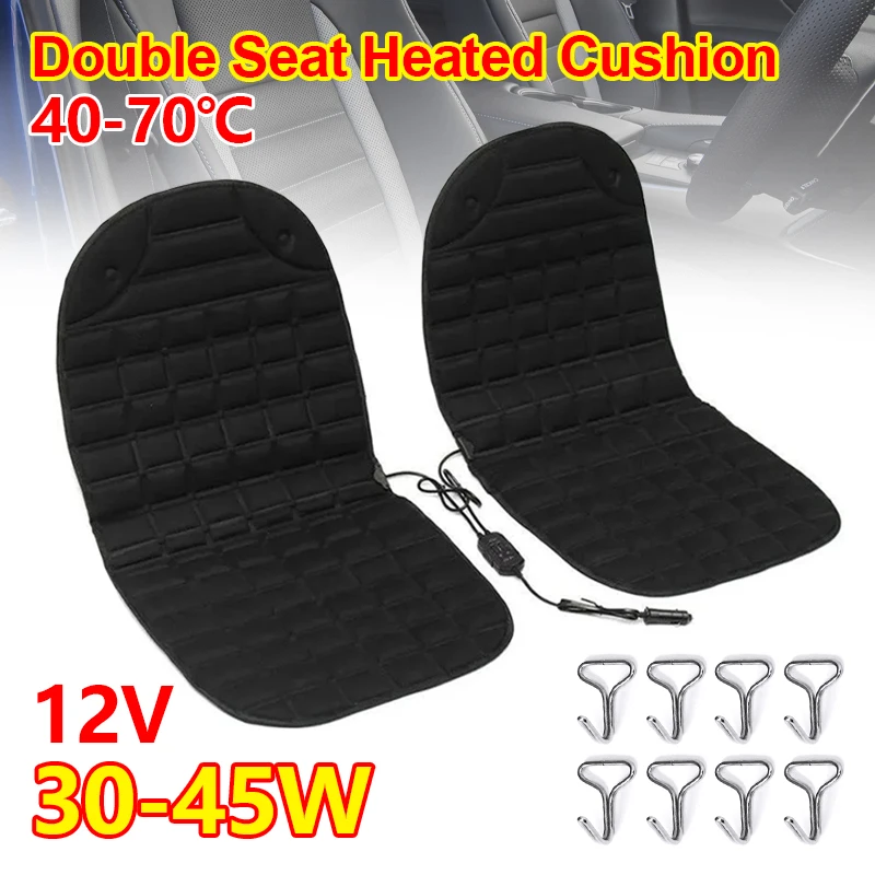 Almohadilla calefactora asiento coche universal dos plazas 12V negra - imagen 3