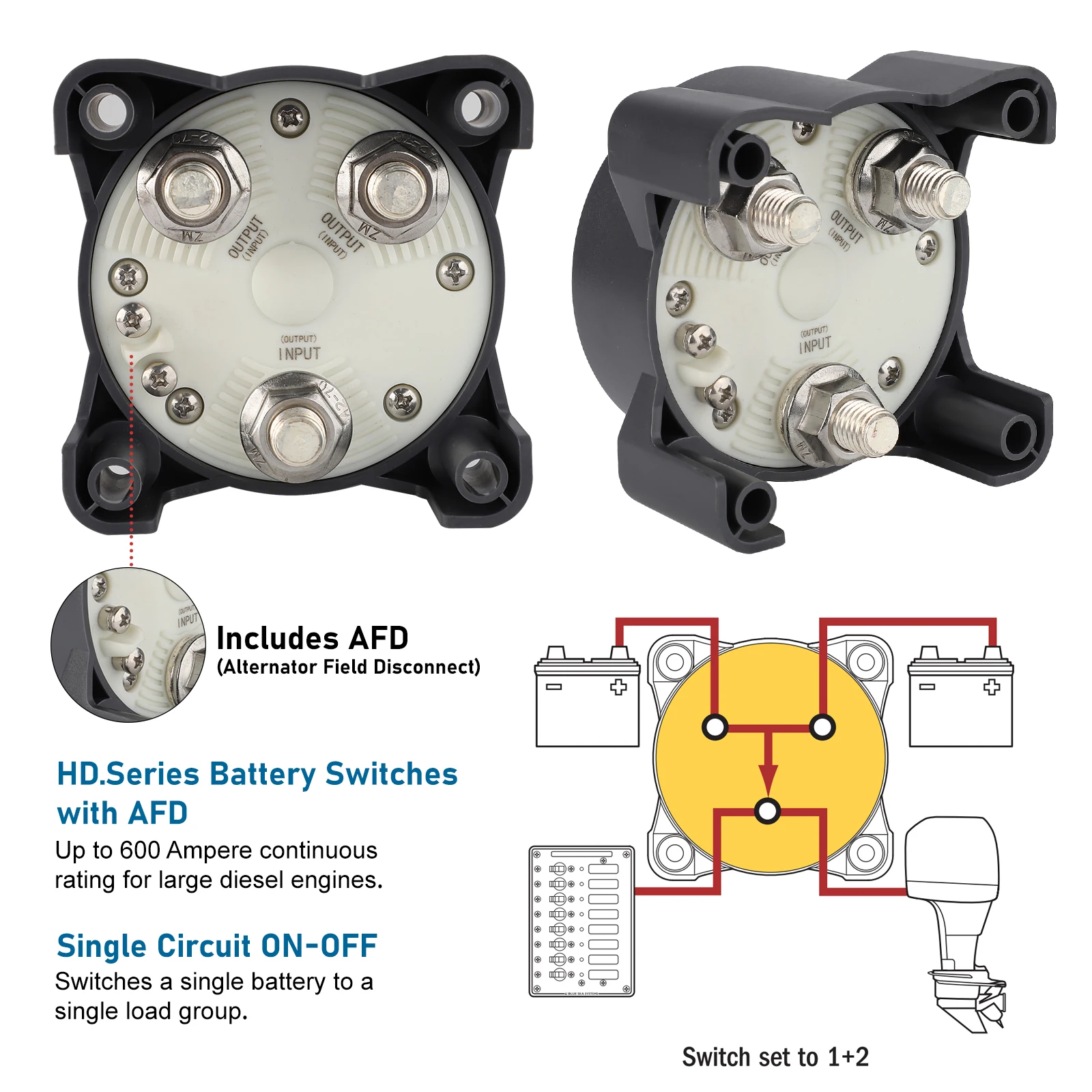 Aislador de batería AFD unipolar corte emergencia 12V-48V - imagen 3