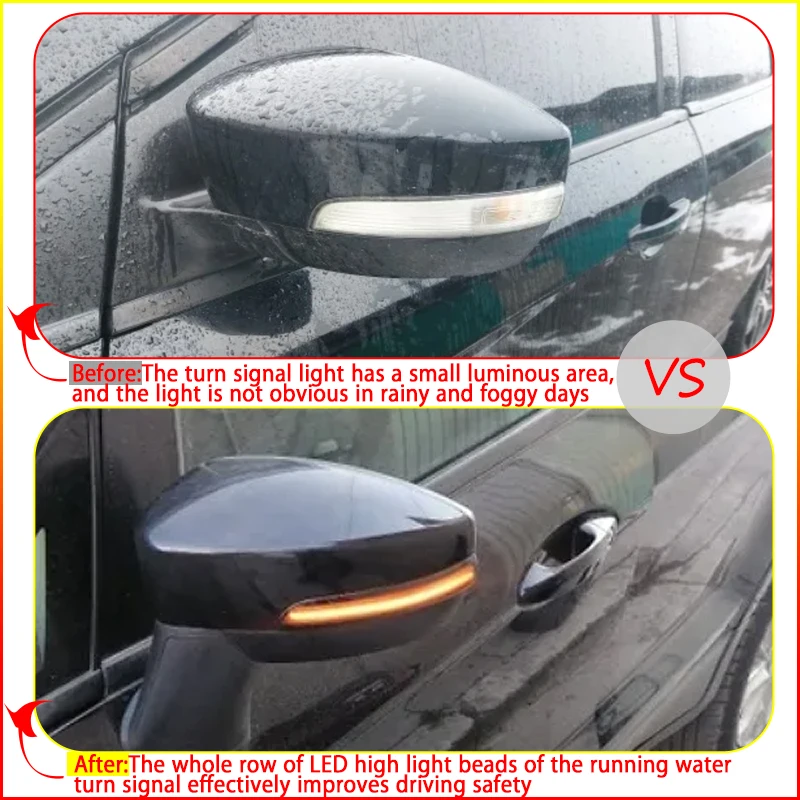 Para Ford Kuga Ecosport intermitente dinámico luz LED de intermitente indicador de espejo lateral secuencial 2013 2014 2015 2016 2017 2018 2019 - imagen 2