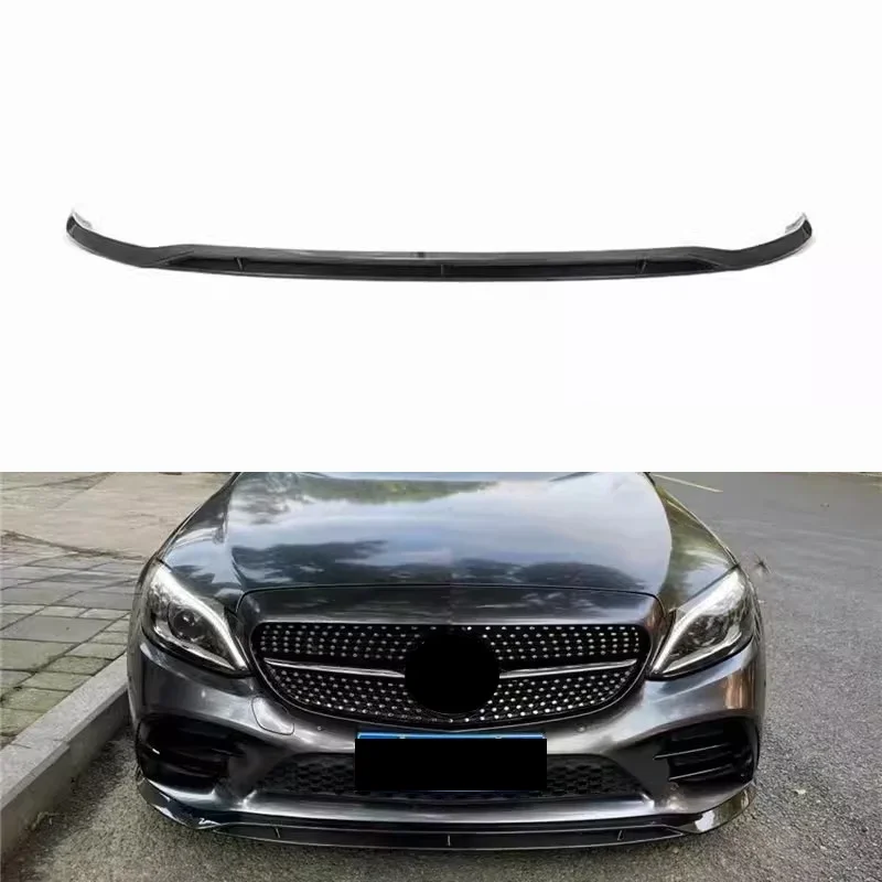 Labio delantero de fibra de carbono para mercedes-benz Clase C C260 C300 W205 2019-2021, pala frontal envolvente pequeña modificada, accesorios para coche