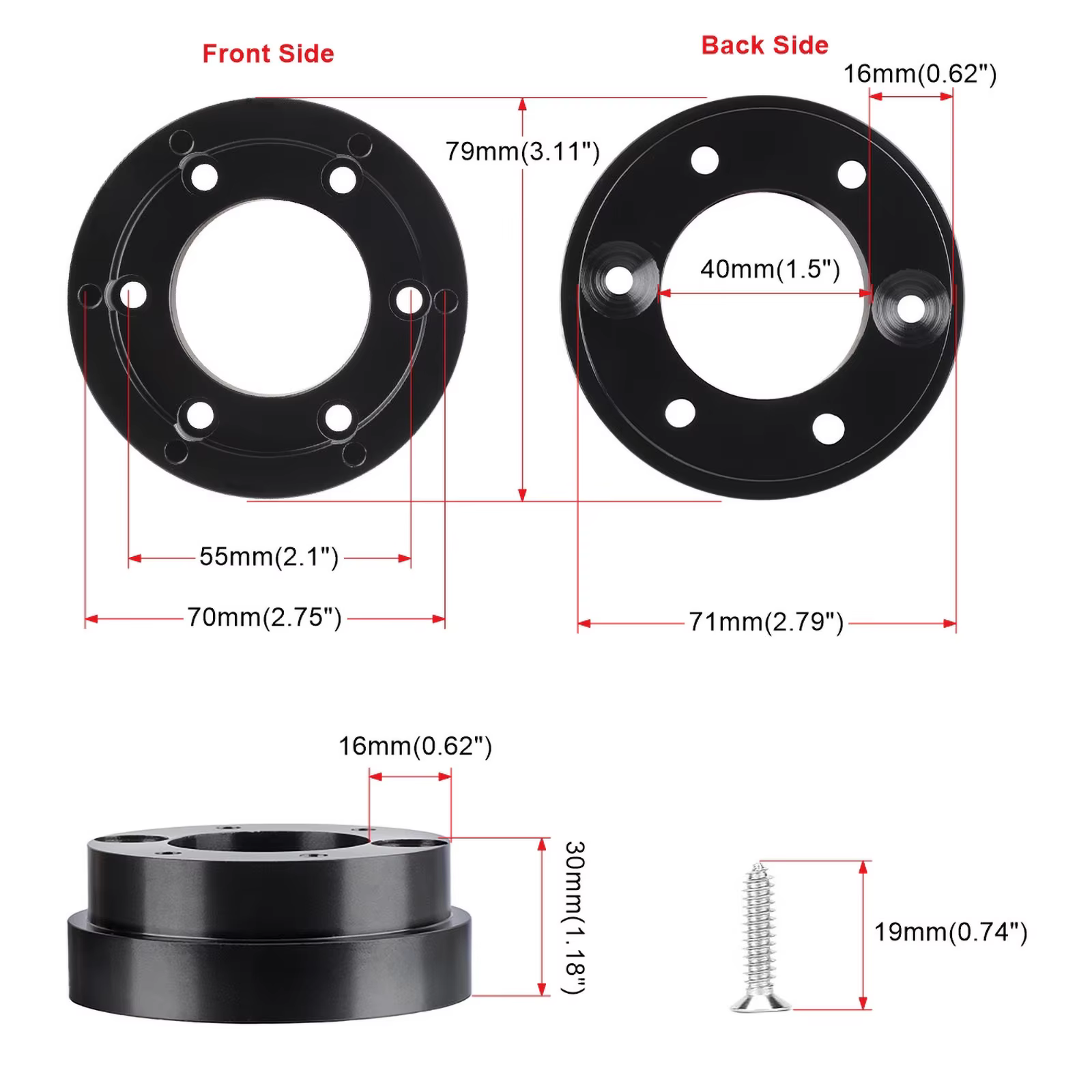 Placa adaptadora de volante 70 mm para Logitech G29 G920 G923, PCD 13" - imagen 2