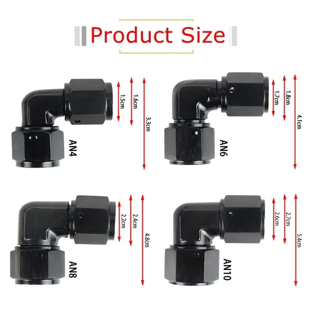 Adaptadores AN hembra AN4-AN10 para manguera trenzada codo 90 grados - imagen 2