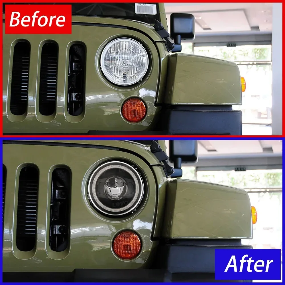 Kit faros LED delanteros con projector Jeep Wrangler JK 2007-2017Plug and Play - imagen 2