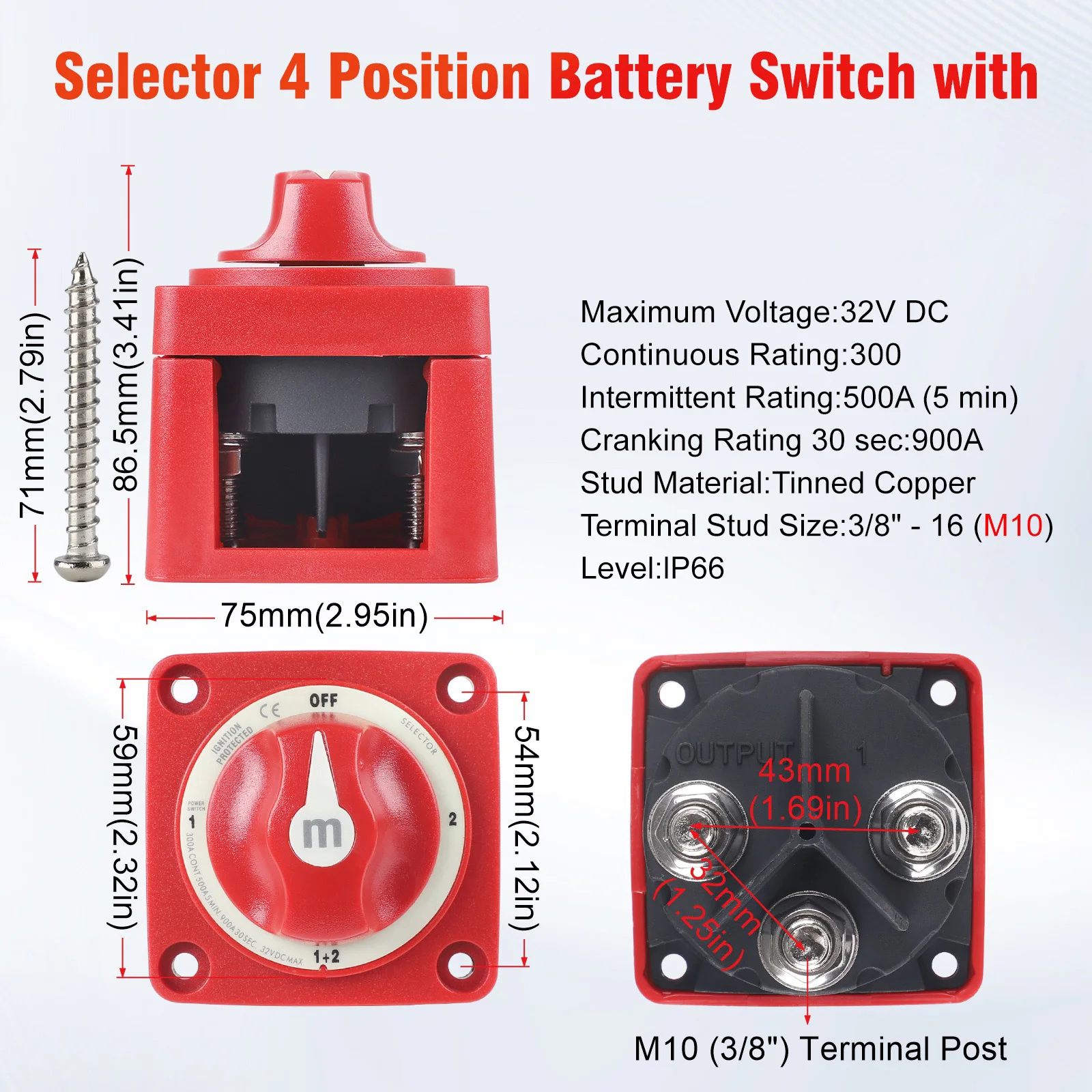 Selector de batería para camper, barco y vehículo