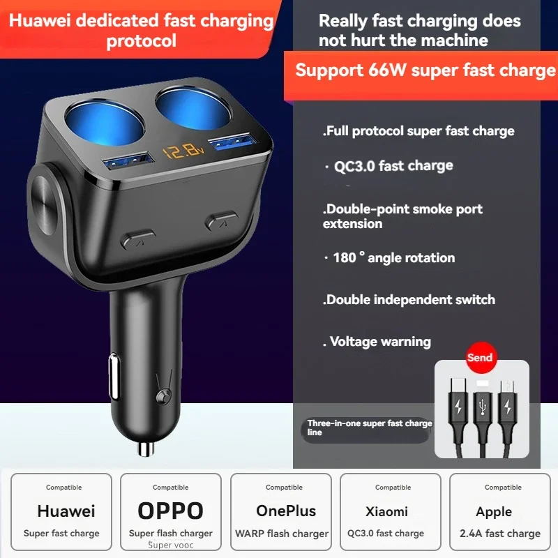 Cargador USB 40W carga rápida para coche – Enchufe mechero - imagen 2