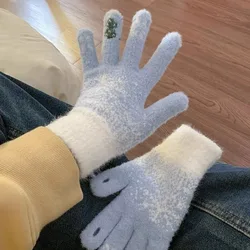 Guantes navideños sin dedos para mujer, térmicos y táctiles