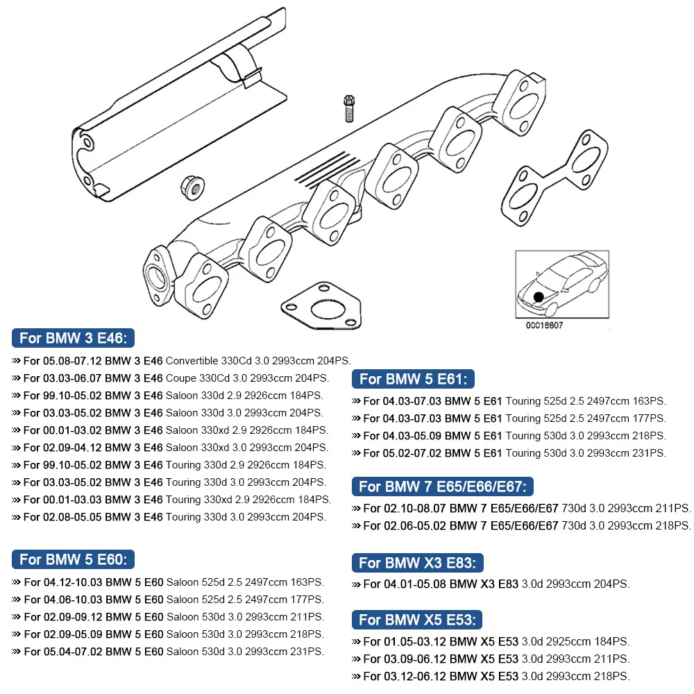Colector de escape de hierro fundido 11627788422 para BMW M57 - imagen 2