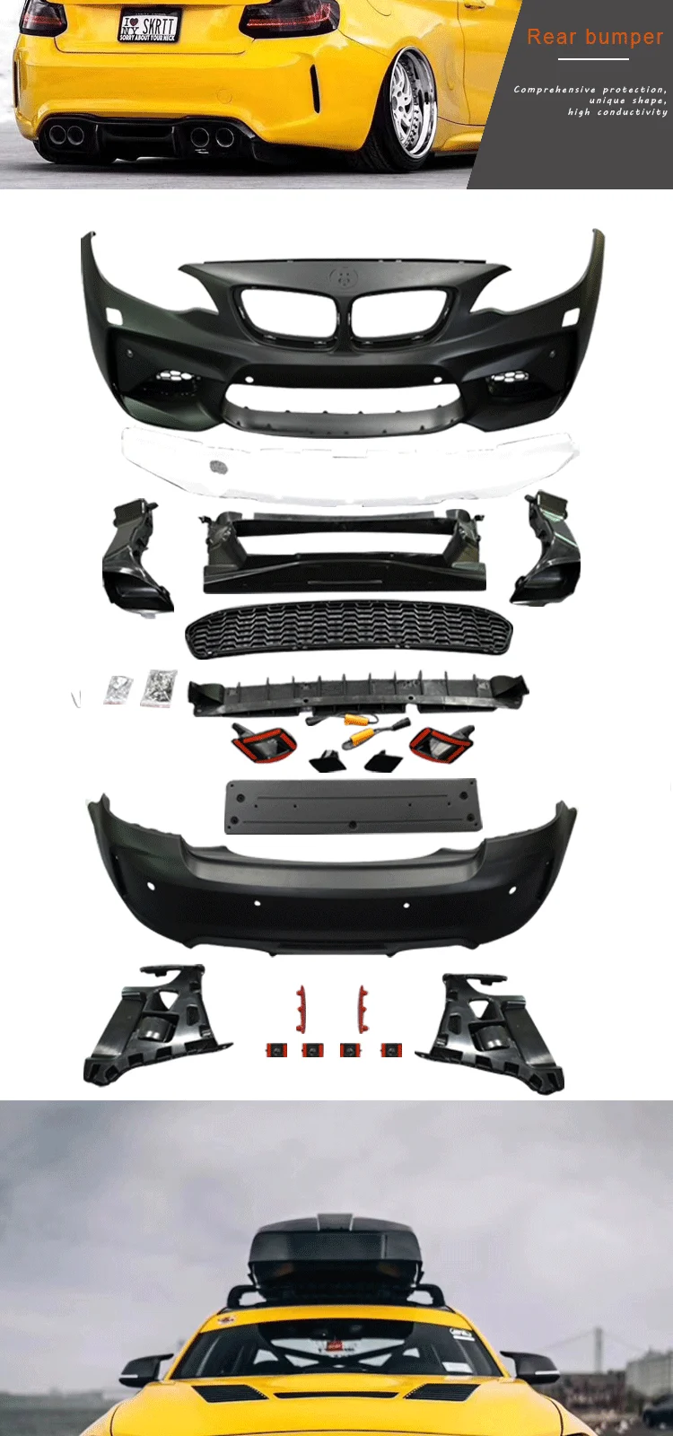 Detalle de las rejillas y tomas de aire del parachoques delantero