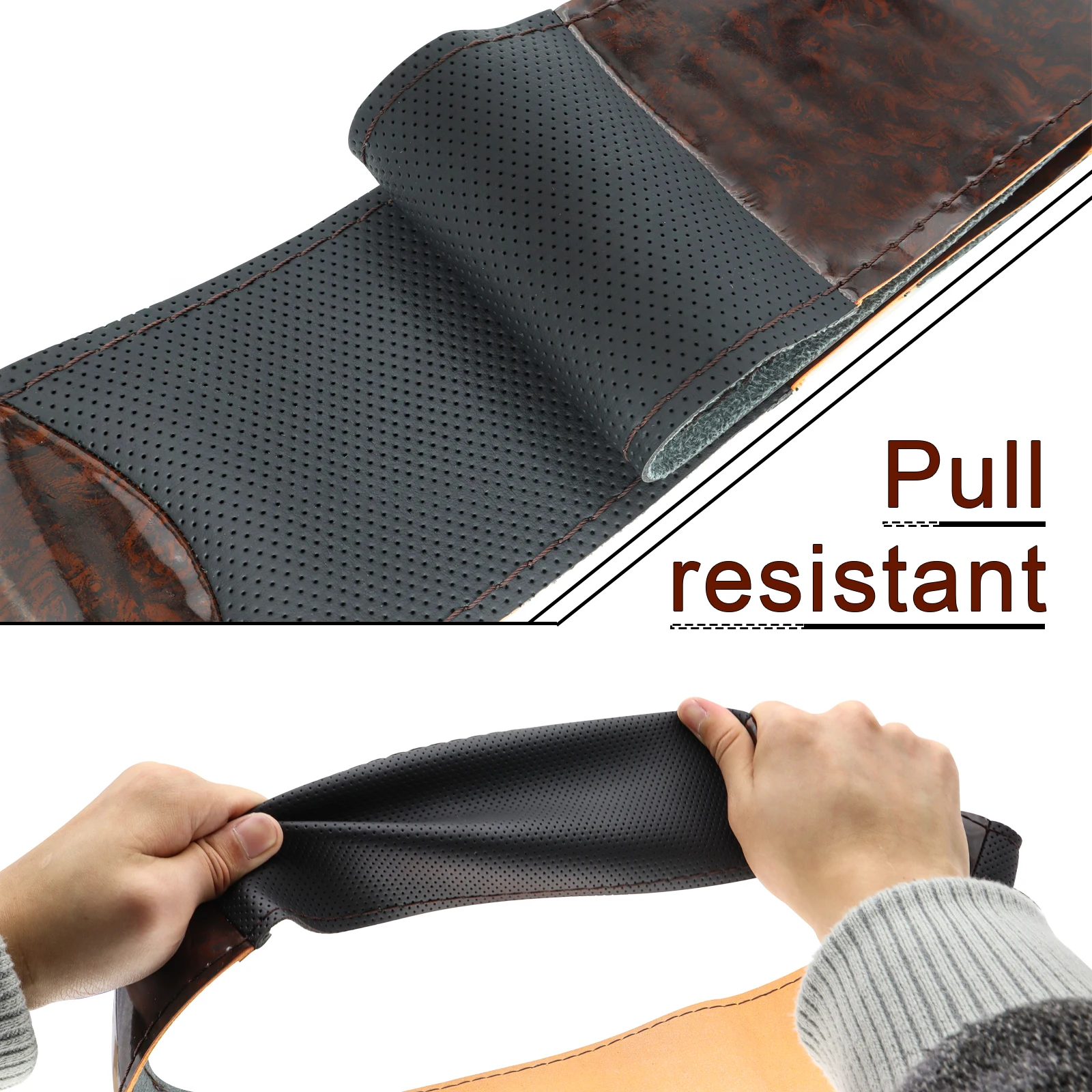 Funda volante 38 cm efecto madera cuero trenzado - imagen 3