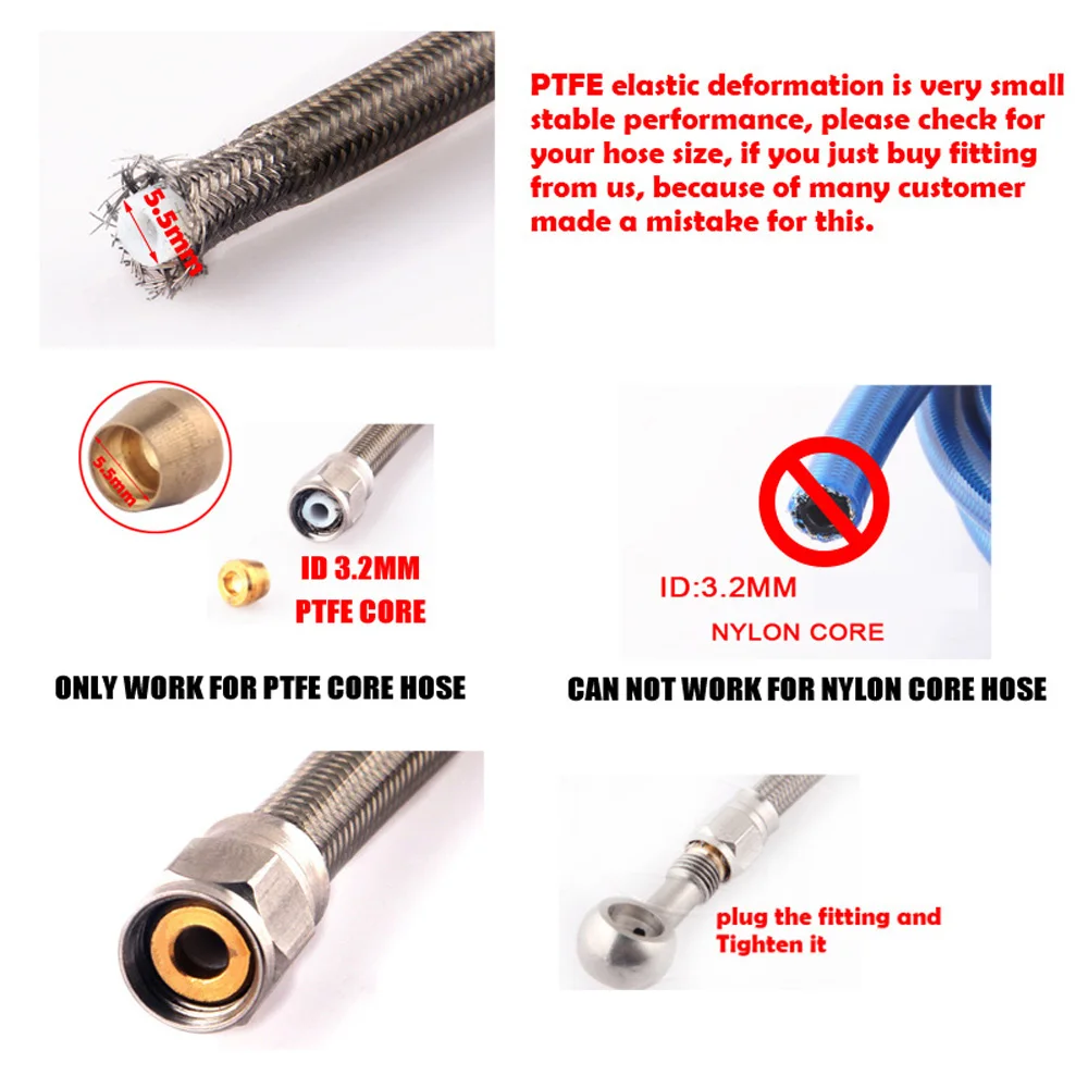 Latiguillo de freno PTFE AN3 trenzado en acero inoxidable para moto - imagen 3