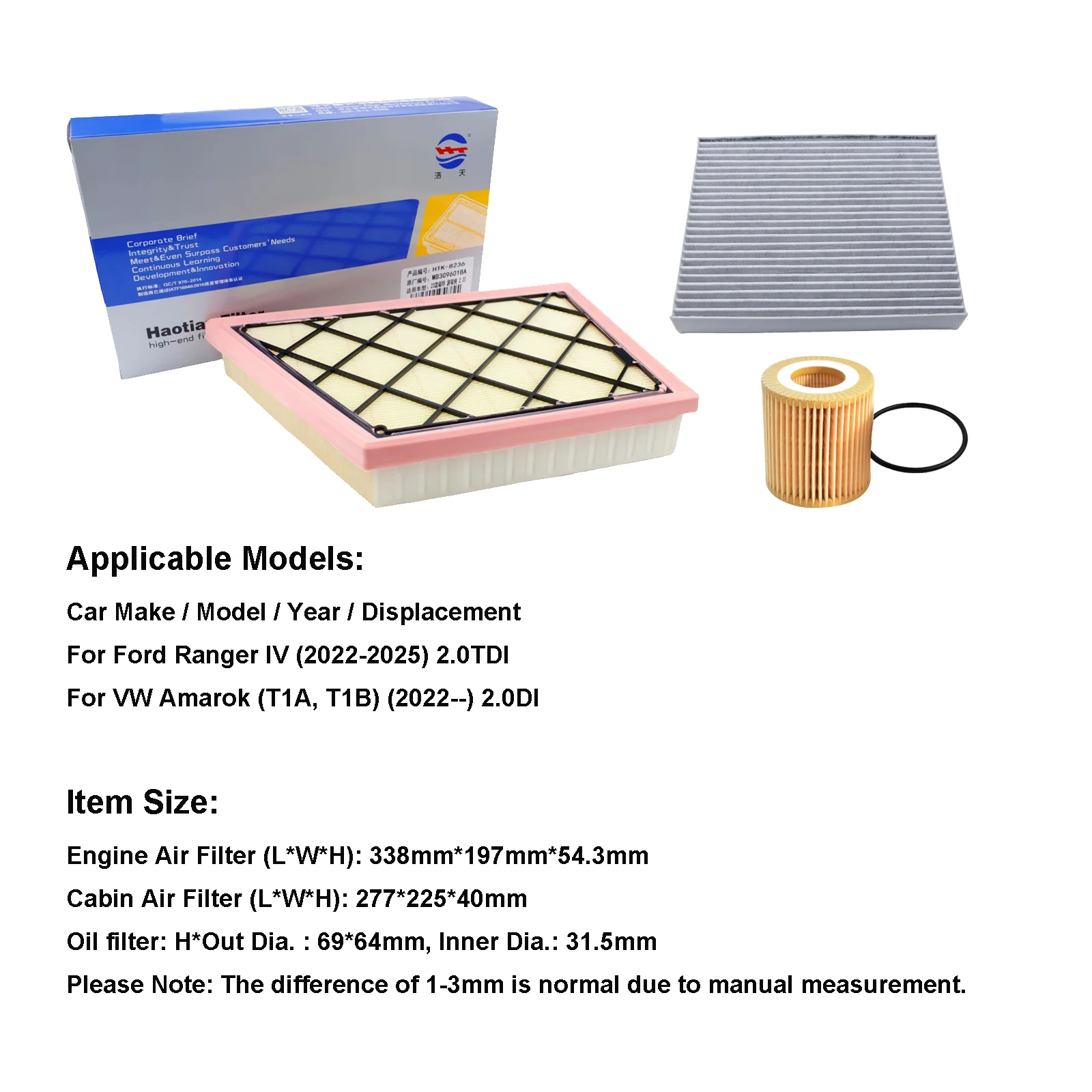 Kit filtros aceite aire Ford Ranger USA 2.0 TDI 2022-2025 - imagen 2