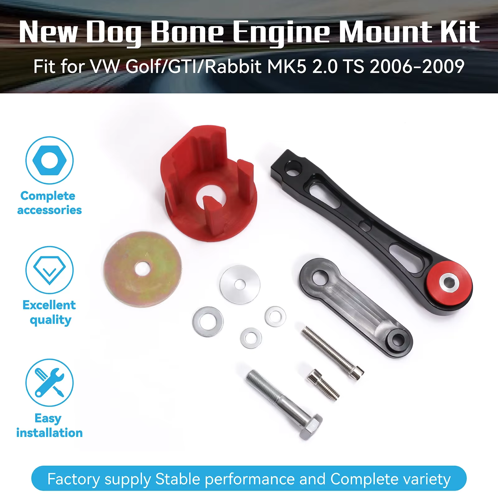 Kit soporte de motor dogbone rojo – VW Golf GTI/Rabbit MK5 2.0 TFSI