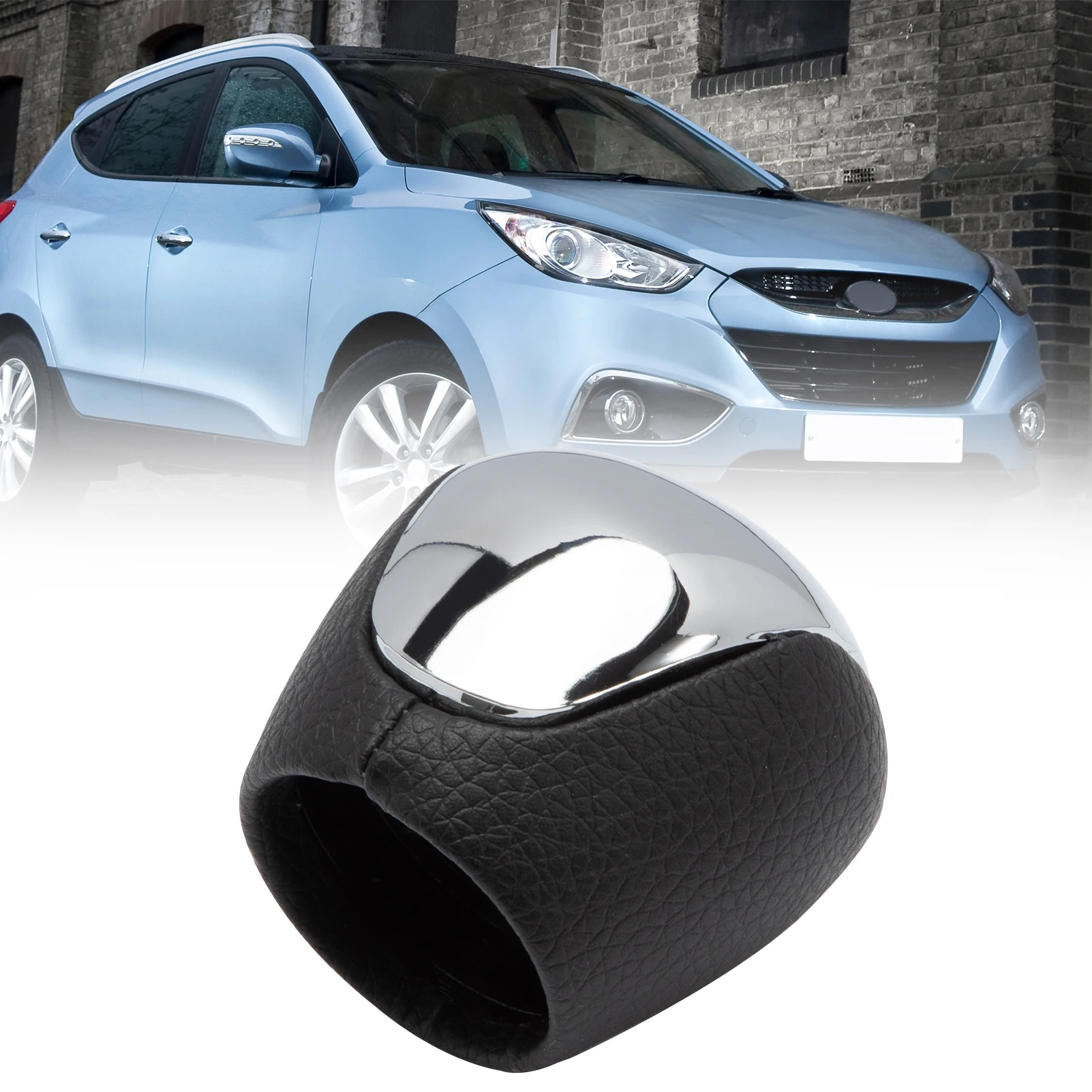 Pomo palanca cambios Hyundai I30 Ix35 cromado piel PU 6 velocidades - imagen 4