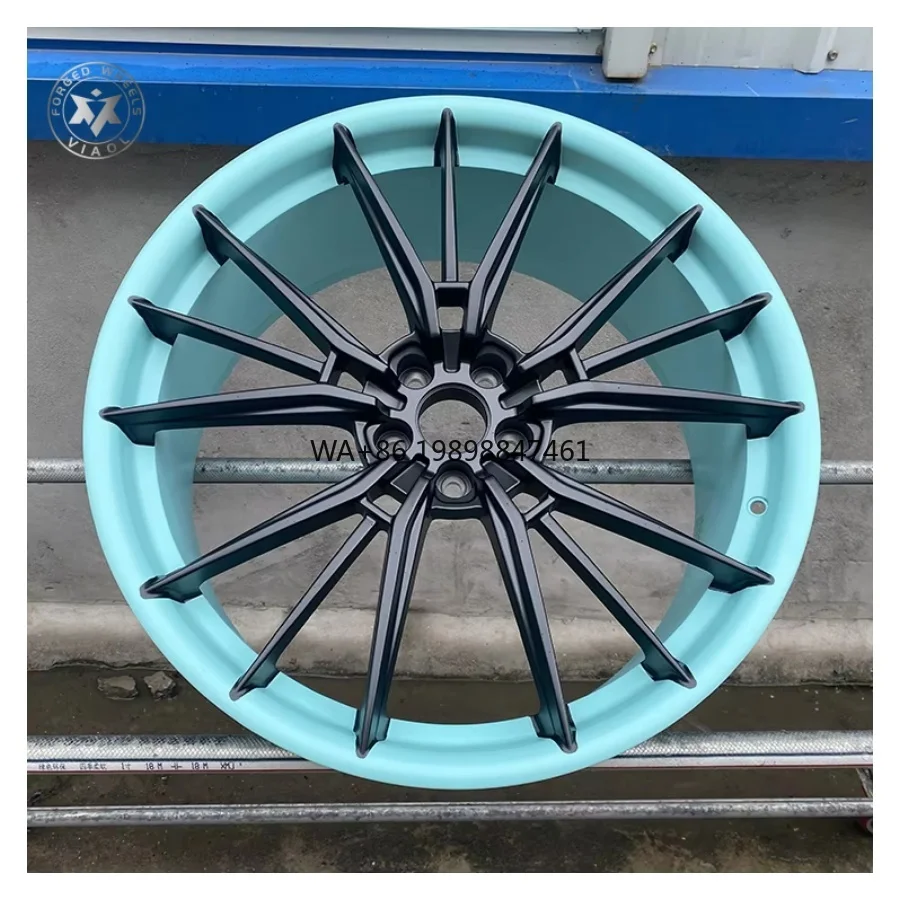 Llantas forjadas 2 piezas azules pulidas para Civic Golf Mustang
