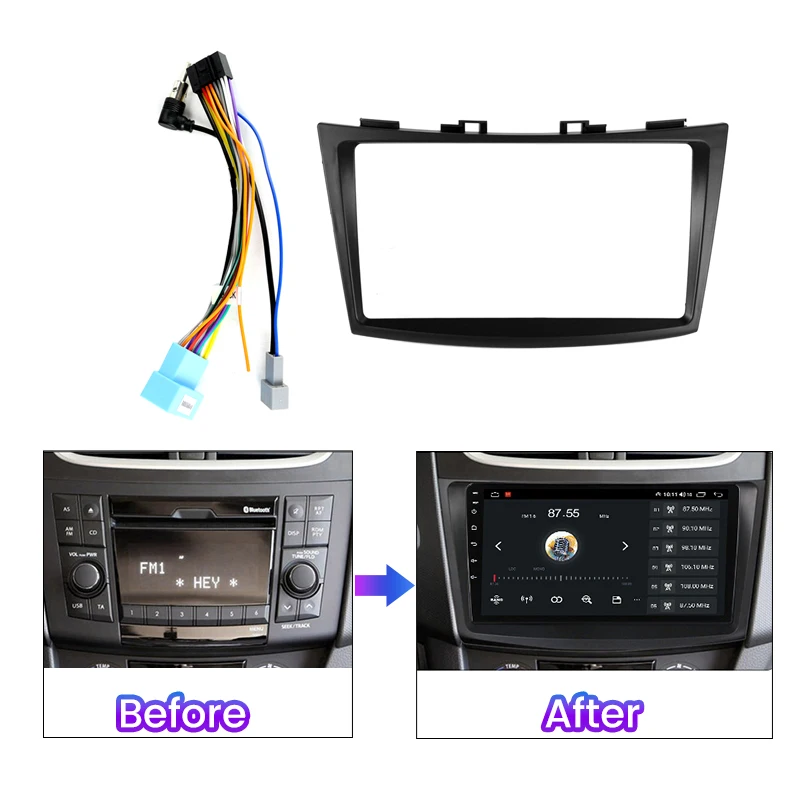 Kit Marco Panel Radio MEKEDE para Suzuki Swift 2011-2015 con Arnés - imagen 2