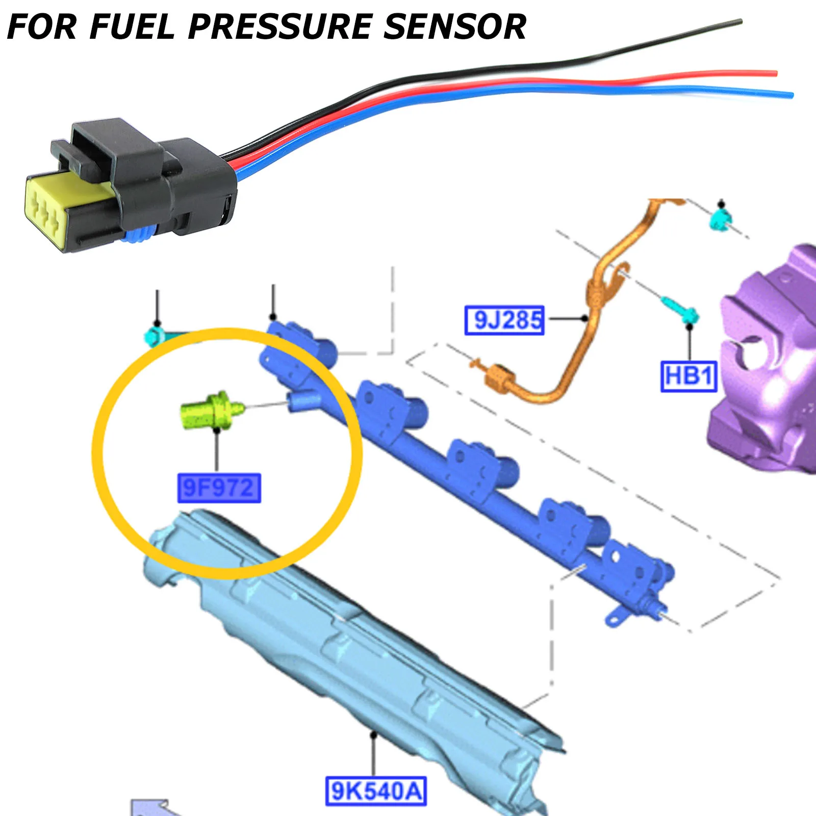 Arnés conector sensor alta presión rail Ford Mondeo MK3 Focus Transit - imagen 3