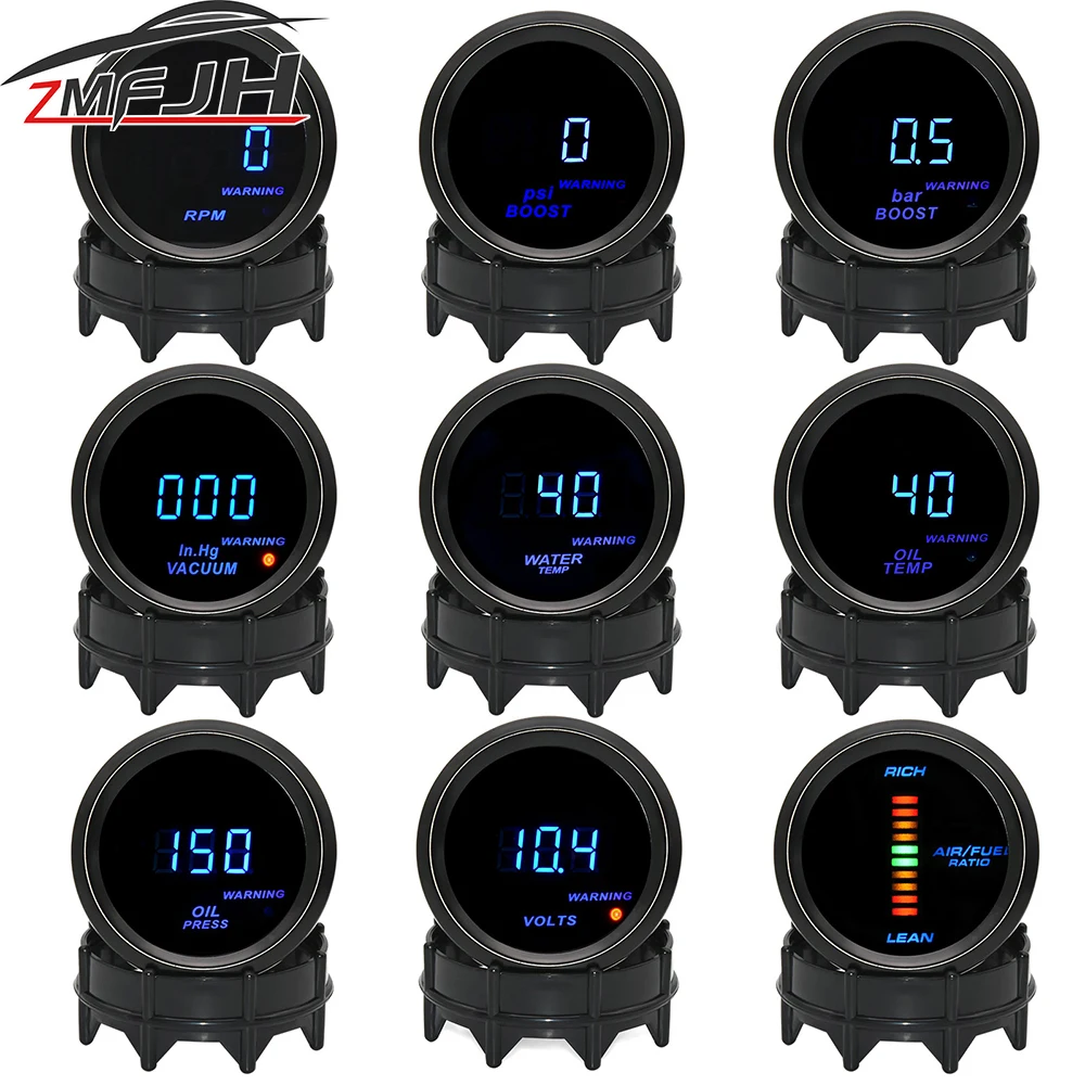 Tacómetro digital 52 mm con presión, temperatura y vacío del motor