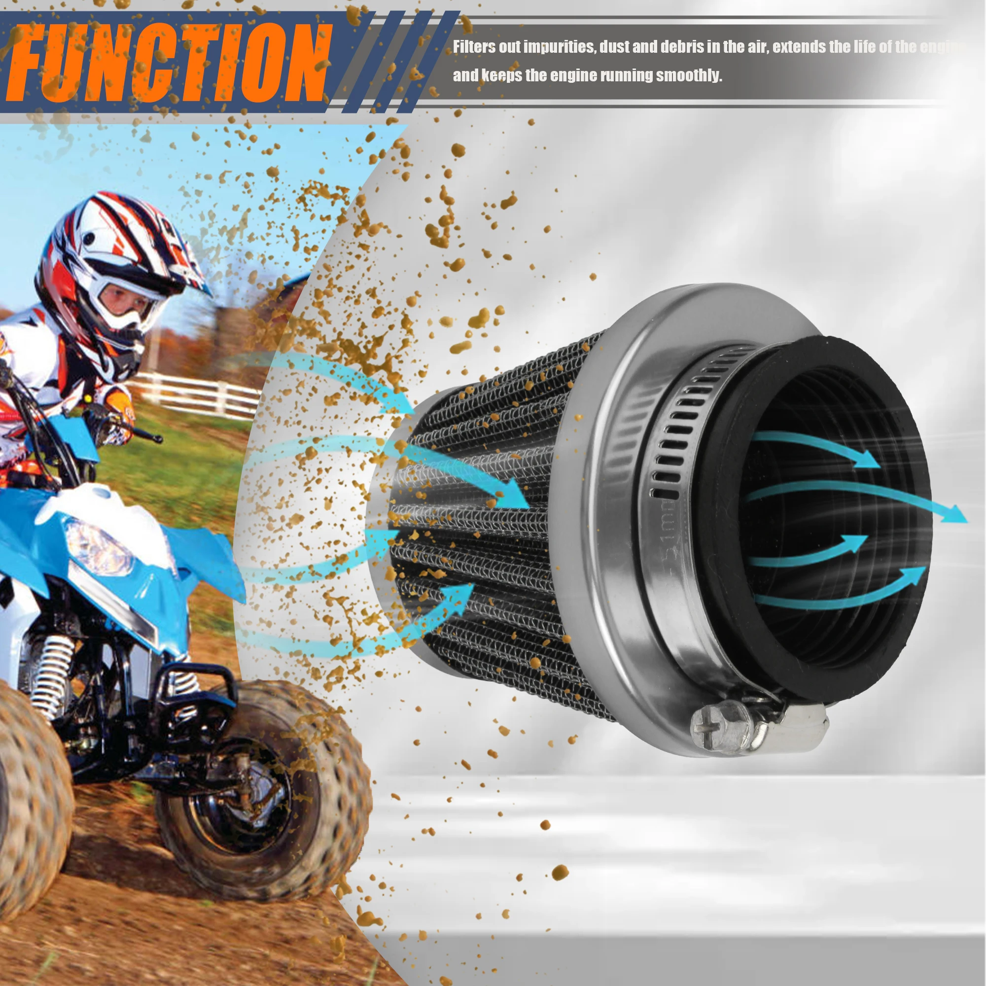 Filtro de aire universal 44 mm para moto, quad y pit bike 50-125 cc - imagen 4