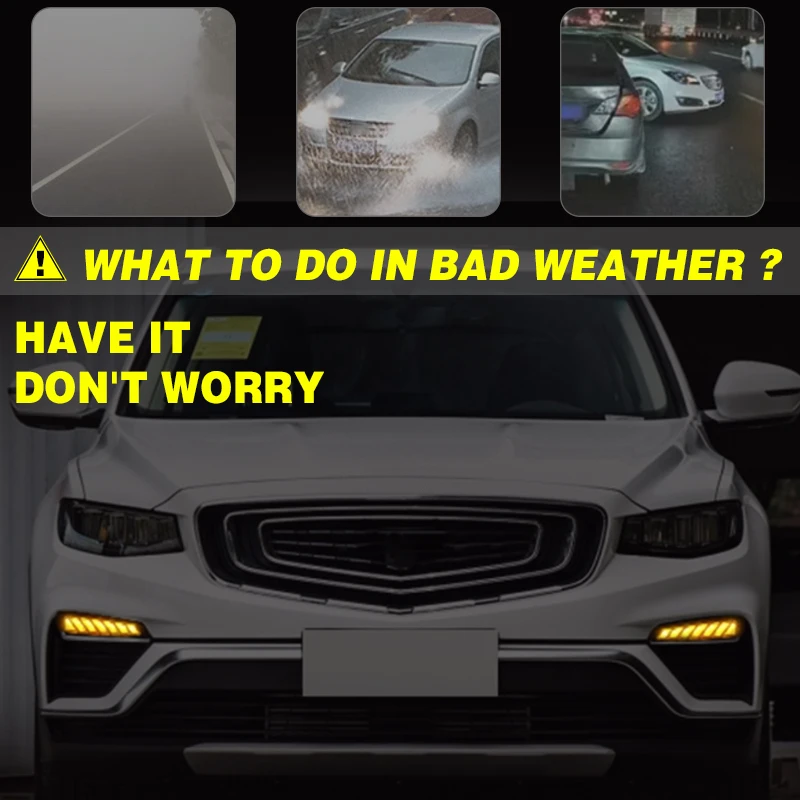 Luz de circulación diurna Led DRL para coche Geely Atlas PRO 2019 2020 2021, luz diurna con lámpara de señal de giro amarilla y modo nocturno azul - imagen 2