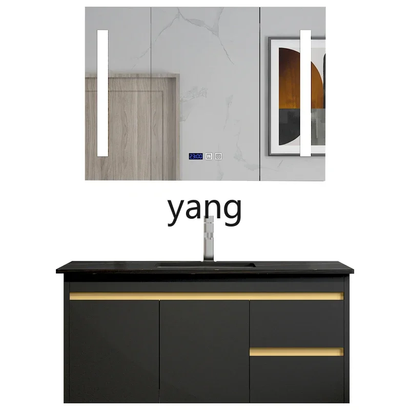 Mueble de baño moderno con lavabo de madera maciza y losa de piedra - imagen 5