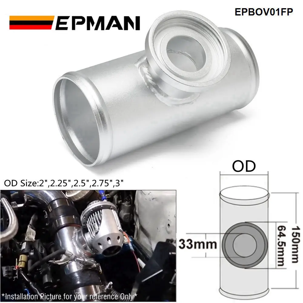 EPMAN Universal 2", 2,25", 2,5", 2,75", 3" Turbo tubo de tubo con brida de aluminio SSQV SQV BOV válvula de soplado EPBOV01FP - imagen 2